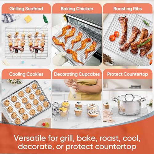 Stainless Steel Cooling Racks Set for Oven Cooking Baking (8.7+9.7+11.6+15.2 Inch)