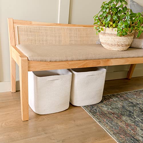 Storage Cubes 11 Inch Cotton Rope Woven Baskets for Organizing (Off White)