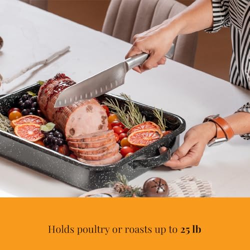 Open Roasting Pan with Flat Rack