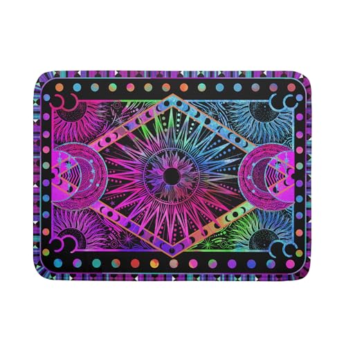 Purple Absorbent Dish Drying Mat Sun and Moon Microfiber Drying Pad for Kitchen Counter Decor Large (Hippie Bohemian 829 / 24" x 18")