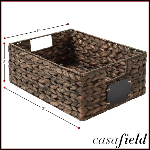 Set of 4 Water Hyacinth Pantry Baskets (Espresso - Hyacinth / 10" x 13" x 5")