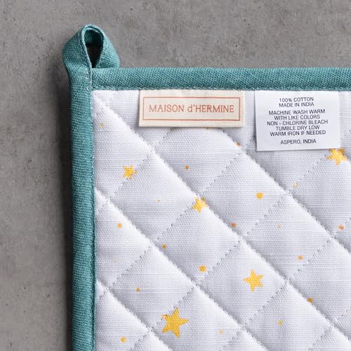 100% Cotton Oven Mitt & Pot Holder Set (126 - Neige De Noel / 7.5" x 13" & 8" x 8" (Oven Mitt & Pot Holder))