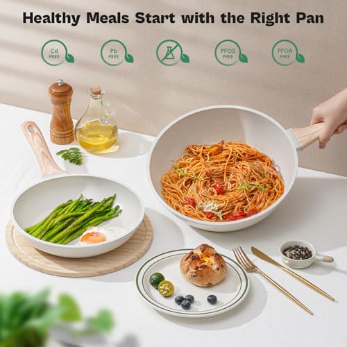 Pots and Pans Set Non Stick (White / 13 Pieces)