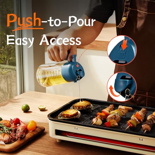16oz 470ml Glass Olive Oil Sprayer for Cooking (Navy)