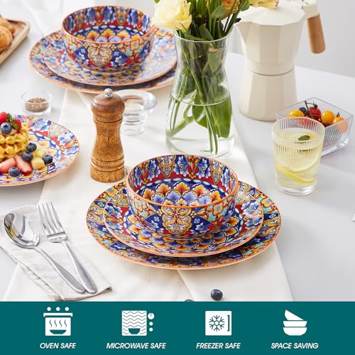 12 Pieces Dinnerware Sets (Service for 4 (12 Pcs) / Bohemian Orange)