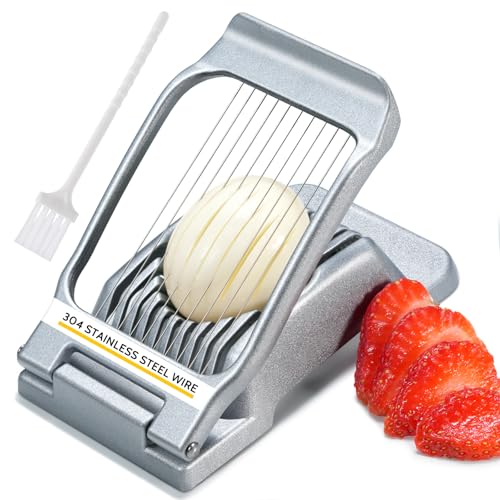 Heavy Duty Stainless Steel Wire Egg Slicer for Hard Boiled Eggs (Silver)