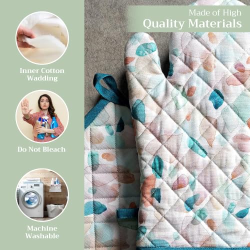 100% Cotton Oven Mitt & Pot Holder Set (079 - Summer Picnic / 7.5" x 13" & 8" x 8" (Oven Mitt & Pot Holder))