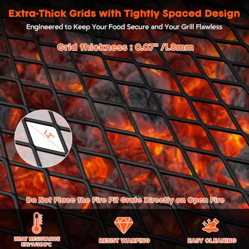 Heavy Duty Rectangular Fire Pit Grill Grate with X (32-INCH)