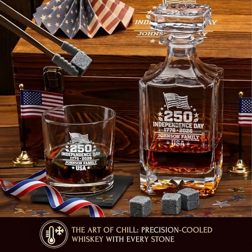 Personalized 250th Anniversary Classic Whiskey Decanter Set