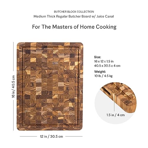 Butcher Block Carving Board (With Juice Groove / Medium (16 inch x 12 inch x 1.5 inch))