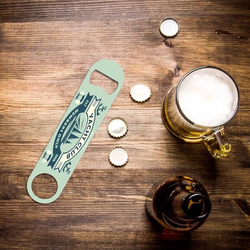 Yacht Club Sign Stainless Steel Bottle Opener Boat Ship Sailor Anchor Ocean Adventure Coast Sailboat Cruise Flat Beer Bottle Opener Keychain for Home Kitchen Bar Restaurant Party Birthday Gift (Yacht Club Sign)