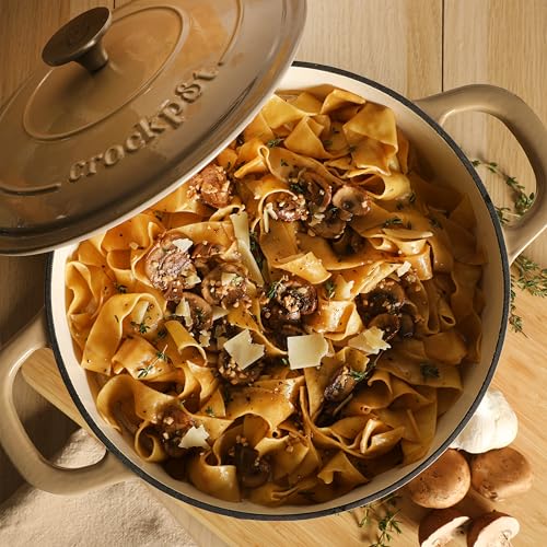 Artisan 7 Quart Enameled Cast Iron Dutch Oven Pot with Lid (Gradient Taupe / 7-Quart)