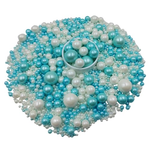 Edible White Blue Sugar Pearls Candy Sprinkles 120G (White Blue)