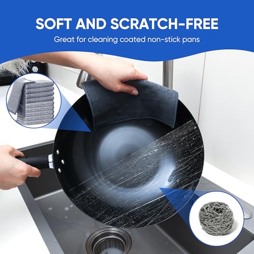 Non Scratch Wire Dishcloth (10pcs Double Layer Silver / 7.08x8.86-10Pack)