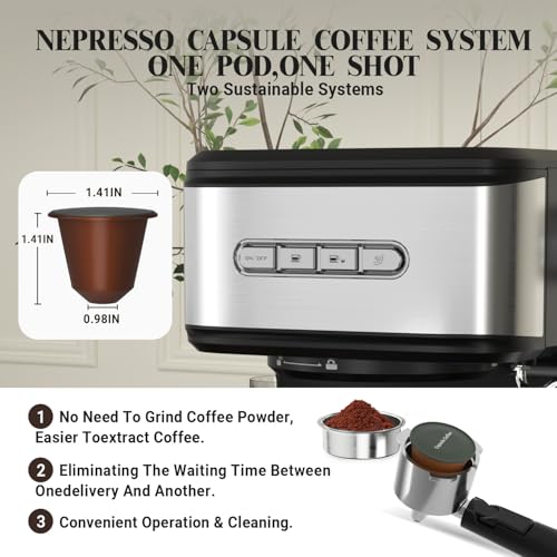 20 Bar Espresso Machine with Milk Frother Steam (Industrial-Silver)