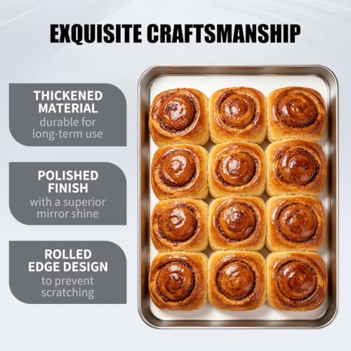 Commercial Grade Heavy Duty Baking Sheets Set of 2 (17.5X13X1in)
