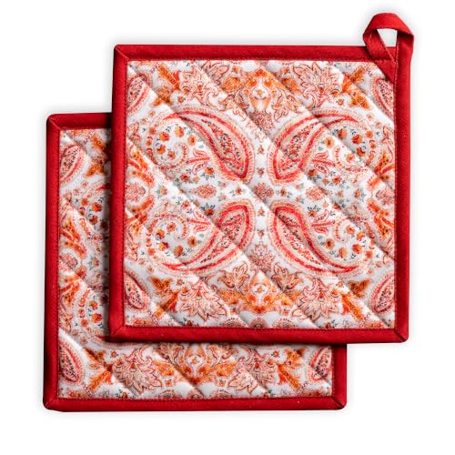 Pot Holders 100% Cotton Potholders (055 - Orient / 8" x 8" (Pot Holder Pack of 2))