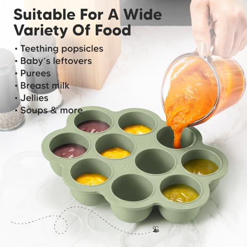 Silicone Food Freezer Trays with Lid (Sage)
