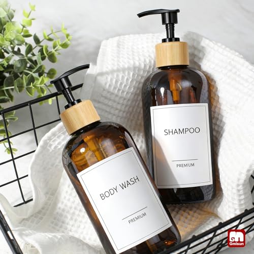 Amber Glass Soap Dispenser (Amber Bottle + Bamboo Pump / 2 Pack)