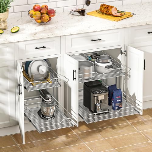 2 Tier Kitchen Cabinet Pullout Shelf and Drawer Organizer (W23 (23"W x 22"D) / 2 Tiers)