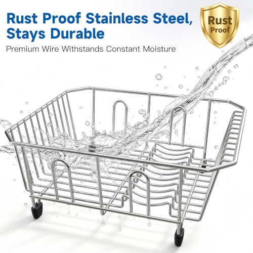 in Sink Dish Drying Rack (Silver / For 12"W x 14"D Double Sink Bottom)