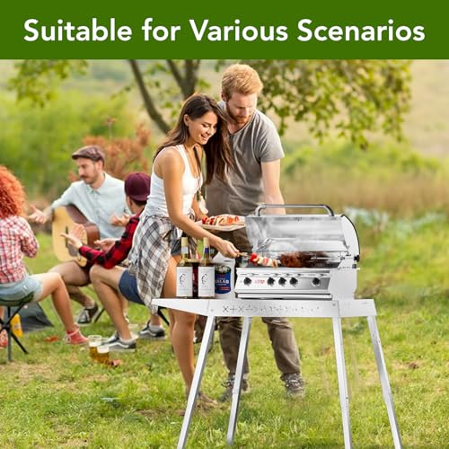 Food Grade 304 Stainless Steel BBQ Grill Table fits 20'' Tabletop Griddle