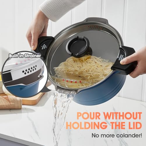 8.5qt Pasta Pot with Strainer Lid (Blue)
