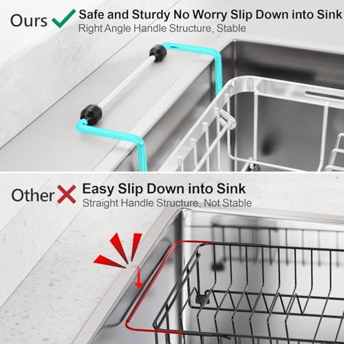 Small Sink Dish Drying Rack with Cup Holder (Silver - With Cup Holder / For 10"-30"W Sinks | 9"W Rack, with Cup Holder)