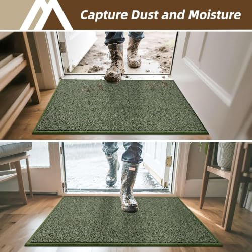 Dirt Trapper Door Mat 20"x32" Non Slip Washable Green (4.44 Sq Ft)
