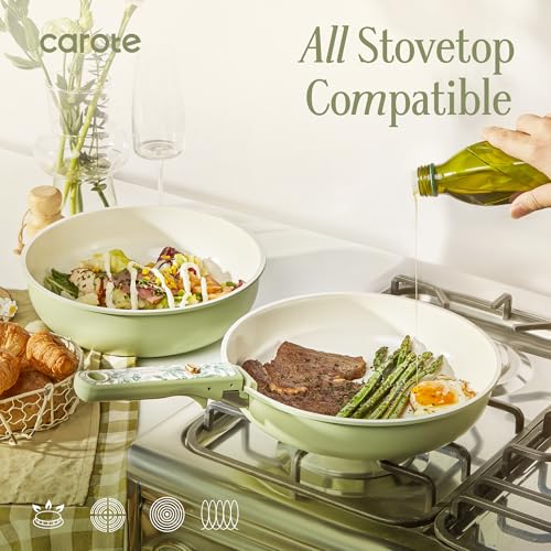 25pcs Ceramic Cookware Sets (Green / 25 Piece)