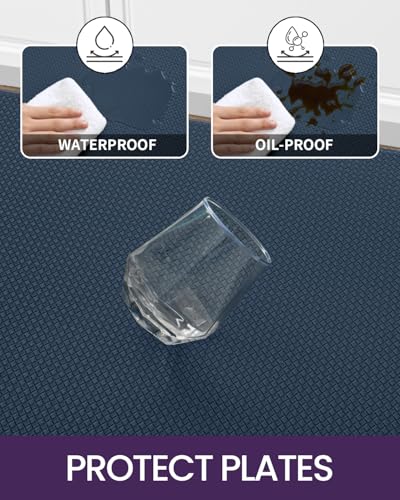 Kitchen Floor Mats Cushioned Anti Fatigue (Dark Blue / 59"l X 17"w X 0.4"th + 29"l X 17"w X 0.4"th)
