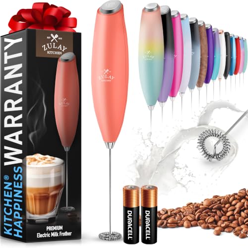 Zulay Powerful Milk Frother for Coffee with Upgraded Titanium Motor (Peaches and Cream / OG Frother)