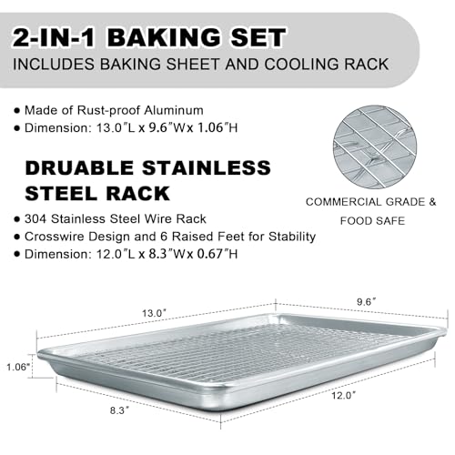 Half Sheet Pans with Rack Set (13 Inch)