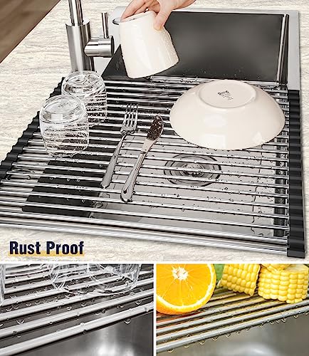 Roll Up Dish Drying Rack Over Sink