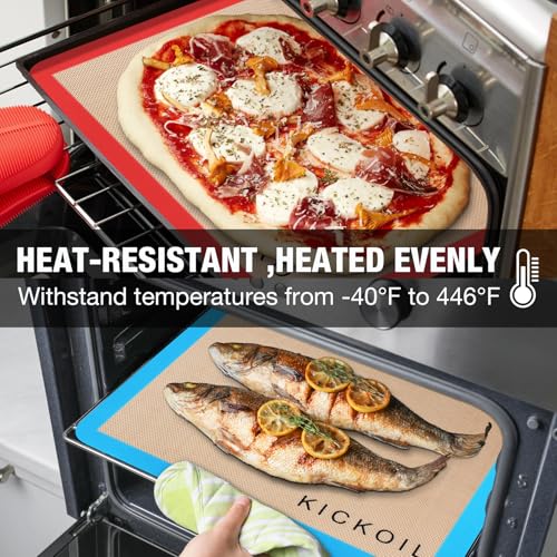 Silicone Baking Mats Set of 3 ((11.6" x 8.5") 3 Quarter Sheet)
