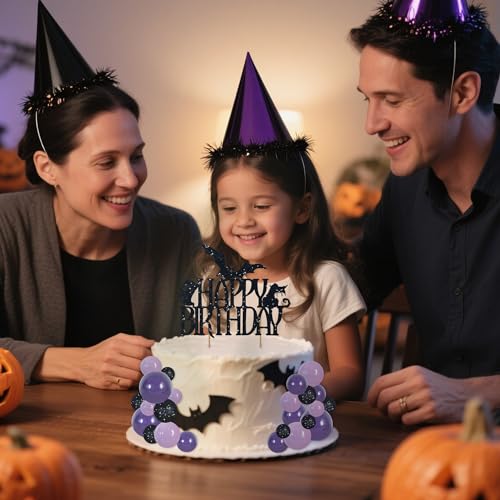 42 Pcs Cake Topper with Mini Balls (42--black Purple Hbd)