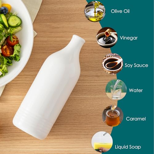 20 Oz Ceramic Olive Oil Dispenser Bottle (20 Ounces / White)