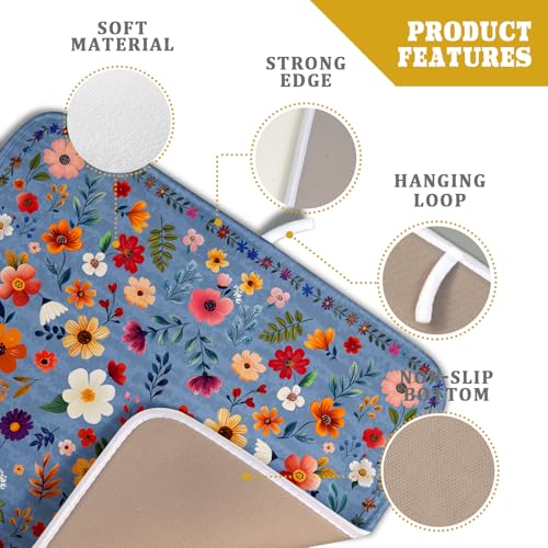 Lovely Flowers Dish Drying Mat (Wildflowers Blue / 18" x 16")