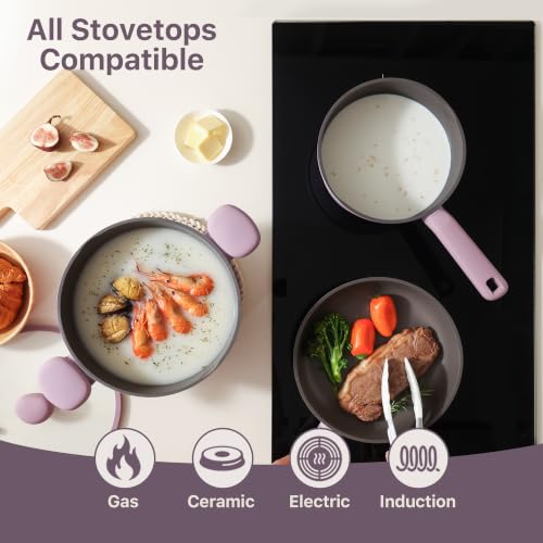 Nonstick Pots and Pans Set (Lavender / 17pcs)