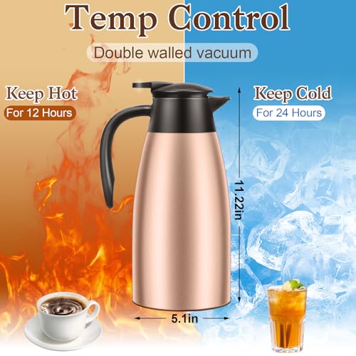 2 PCS 68 OZ Thermal Coffee Carafe (Gold / 68 oz)