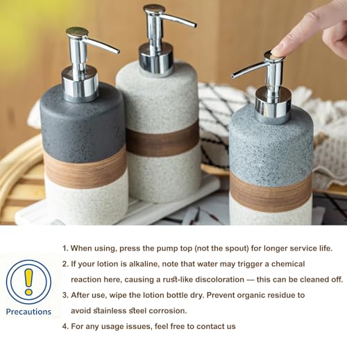 Ceramic Dish Soap Dispensers Set of 2 for Kitchen and Bathroom (Black and White / 2xSoap Dispenser Set with Tray)