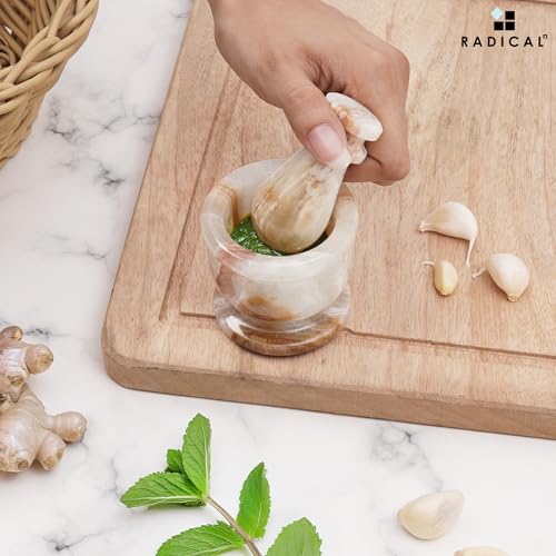 Marble Mortar and Pestle Set 2.5" Small Spice & Herb Grinder (White Onyx / 2.5" Inches)