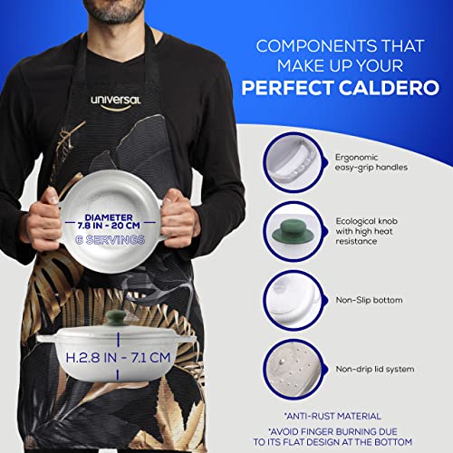 1.8 QT / 1.7 Liter) Small Caldero Pot with Lid, Cast Aluminum Rice & Cooking Pot, 6 Cup Capacity for Rice, Beans, Sauces, Sides & Small-Batch Cooking