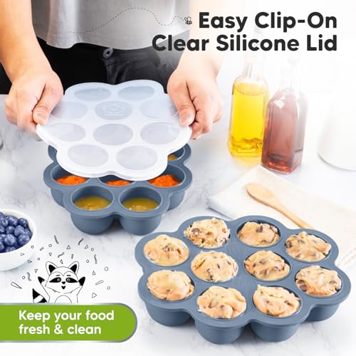 Silicone Food Freezer Trays with Lid (Slate)