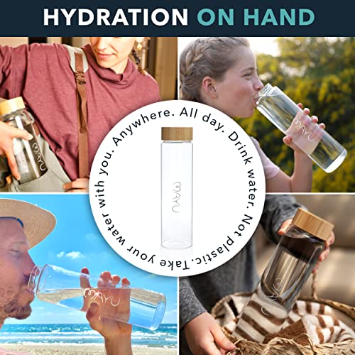 Pure Glass Reusable Water Bottle with Bamboo Lid (34 fl oz)