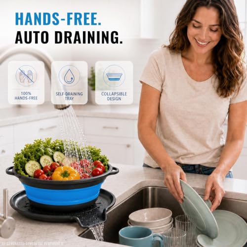 2 Collapsible Colanders with Self
