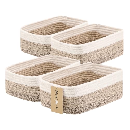 Small Storage Baskets for Organizing (4pcs-L11.5xW7.5xH4.7" / Gradient Brown)
