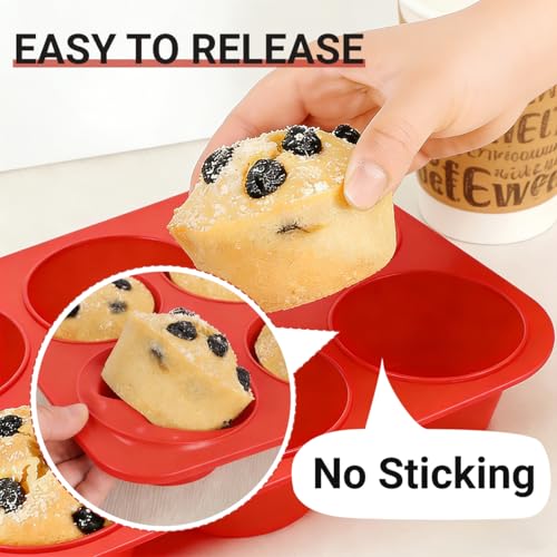 Silicone Muffin Pans for Baking (24-Cup Mini & 6-Cup Jumbo)