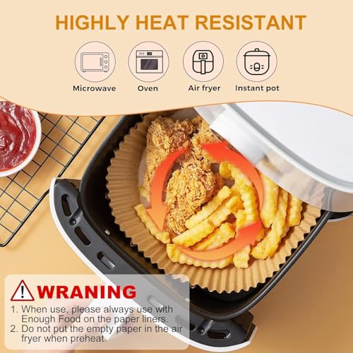 400 Pcs 6.5" Square Air Fryer Liners Disposable for 3 (6.5" Square)