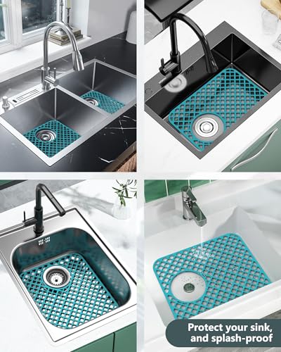 2 Pack Silicone Sink Protectors for Kitchen Sink (Green)